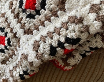 Crochet Blanket - Vintage Throw - Granny Square Blanket