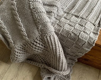 Square a Day Knit Blanket Kit - Learn New Stitches - Create at Home