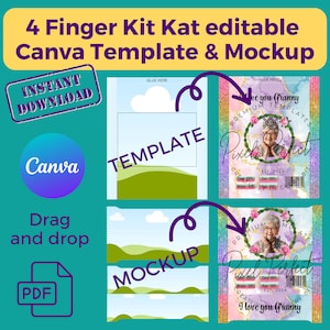 Personalized KitKat Wrapper Template: Editable Party Favor (Canva), 4 finger Kit Kat wrapper