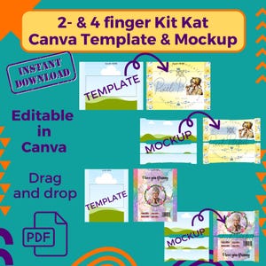 Personalisierte KitKat Wrapper: Bearbeitbare Canva-Vorlage, Party Favor Mockup (PDF)