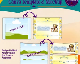 Plantilla de Canva para Kit Kat de 2 dedos, envoltorio de chocolate en blanco de 20 g + maqueta
