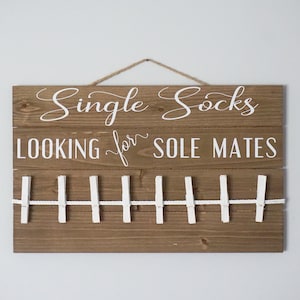 Single Socks Looking for Sole Mates Laundry Decor / Sock Hanger / Sock Organizer / Laundry Organizer image 3