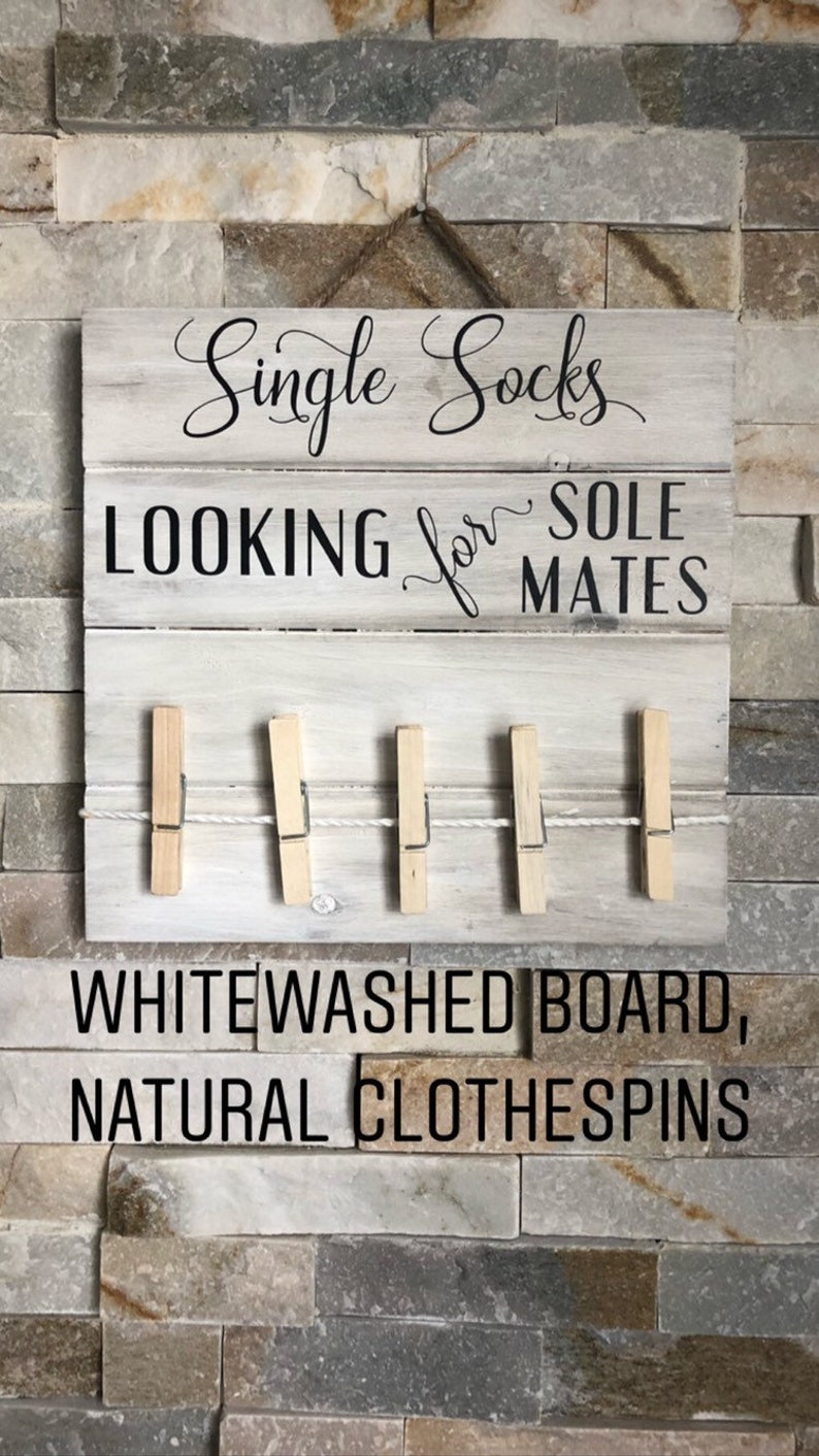 Single Socks Looking for Sole Mates Laundry Decor / Sock Hanger / Sock Organizer / Laundry Organizer image 6