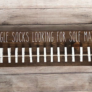 Single Socks Looking for Sole Mates Laundry Decor / Sock Hanger / Sock Organizer / Laundry Organizer
