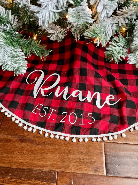 Black buffalo plaid tree skirt discount