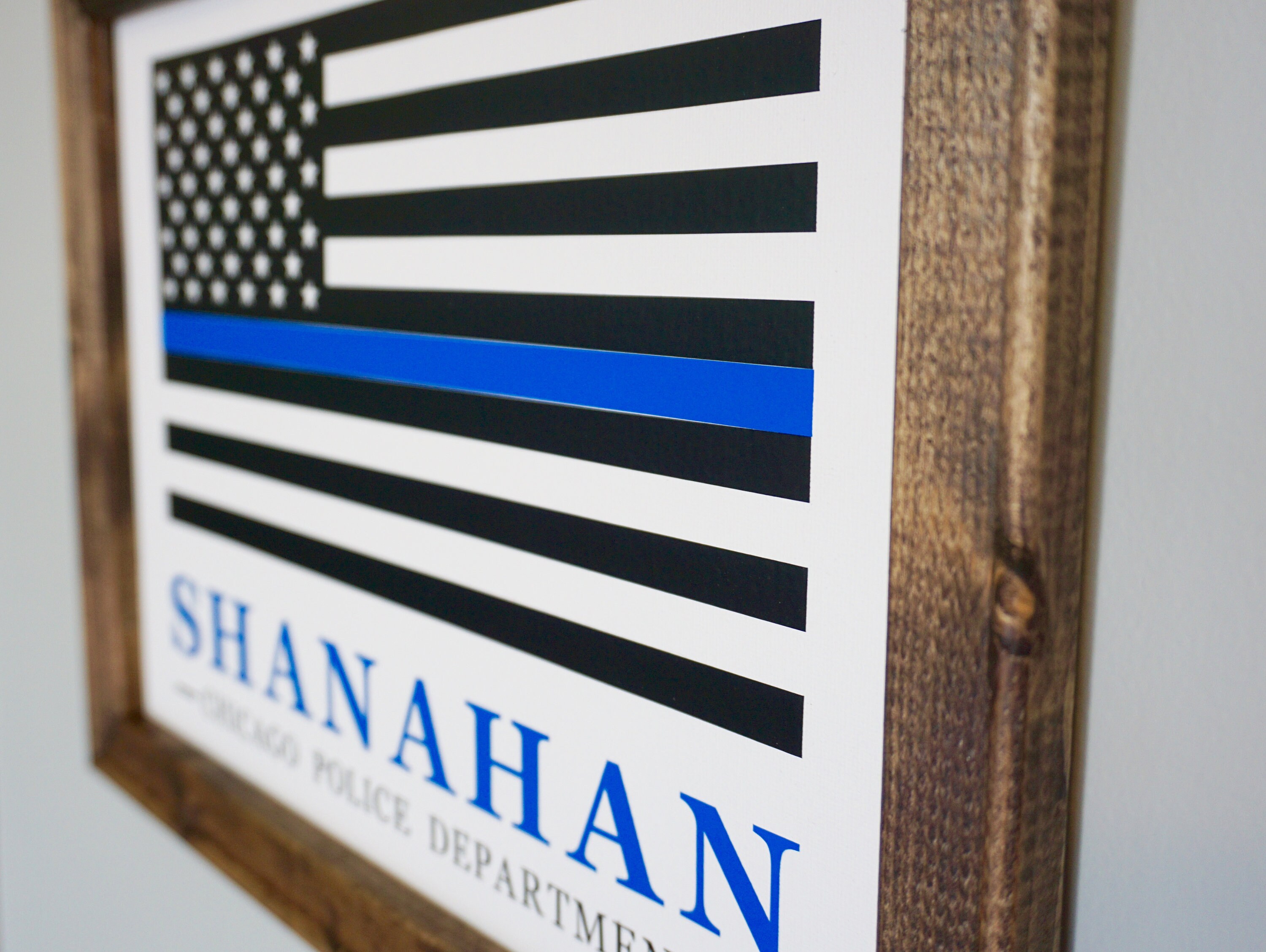 Personalized Thin Blue Line Sign, Police Officer Gift, Walnut Frame - Etsy