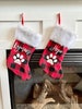 Buffalo Plaid Christmas Stockings / Personalized Christmas Stocking / Red & Black Custom Christmas Stockings / Fur Christmas Stocking 