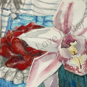 Regalo, Carta de amor más grande, Pintura de medios mixtos, Pintura original, Pintura de niños, Pintura floral, Pintura pequeña, Bellas artes