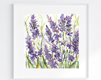 Lavender -  Print of the Original Pen and Watercolour Art in a Mount Ready to Frame
