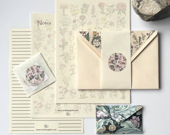 Design unique et distinctif de l'artiste ! Collection florale vintage : ensemble de papeterie, cadeaux pour écrire des lettres, aquarelle « Un style botanique victorien »