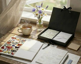 Luxury Boxed Scented Butterflies Stationery Gift Set – Lavender and Neem Oil Scent Watercolour Art  ‘A Little Box of Paper Treasures’