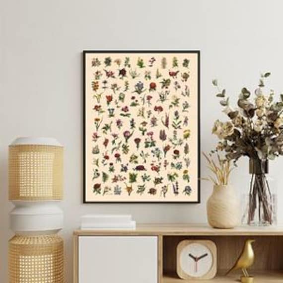 Ditsy Victorian-Style Floral Fine Art Print from Original Watercolour and Pen