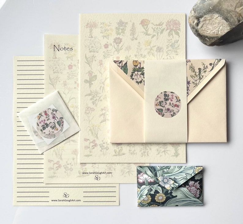 Artist's Distinctive Unique Design Vintage Floral Collection: Stationery Set Letter Writing Gifts Watercolour A Victorian Botanical Flair image 1