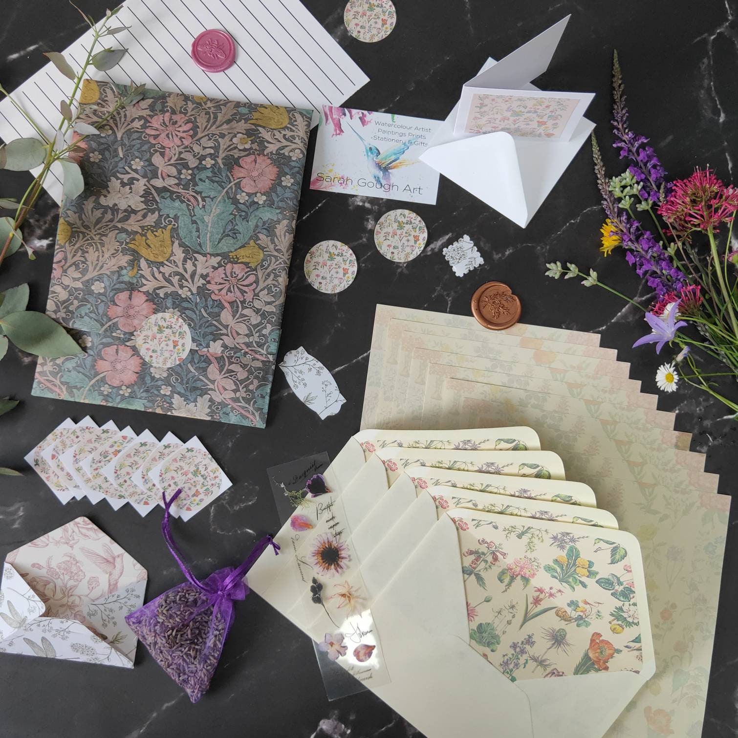 Vintage Style Floral Letter Writing Stationery Gift Wrapped Set Print…