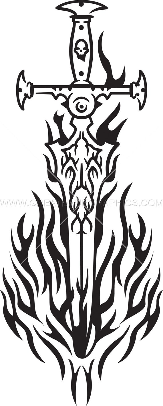 Sword Svg Flaming Sword Vector Graphic Sword File For Etsy