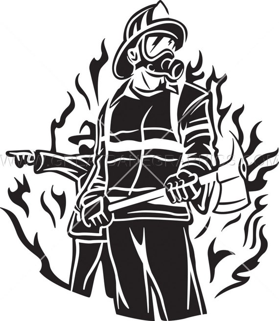 Download Firefighter Svg Firefighter Putting Out Flame Vector Graphic Etsy