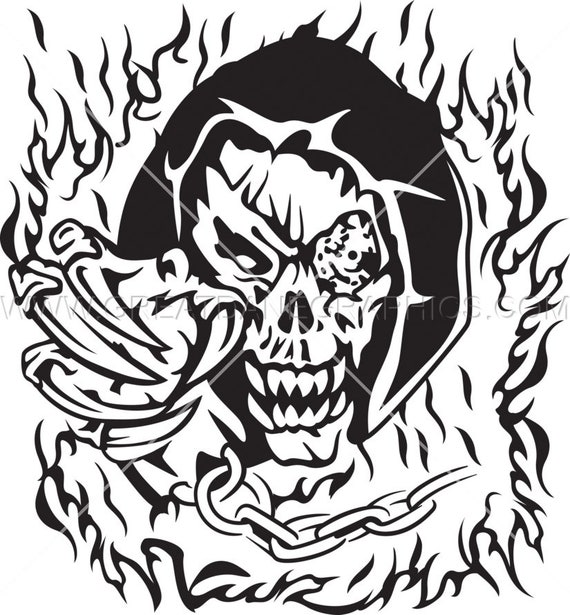 Download Flaming Monster Skull Svg Skull Vector Graphic Flaming Etsy