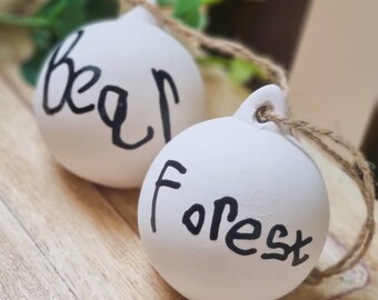 2er Set Personalisierte Keramik Weihnachtskugeln Handschrift Name Ornament Festliches Geschenk Geschenk Handmade