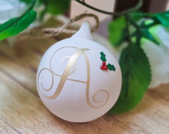 6cm Personalisierte Initial Keramik Weihnachtsbaum Christbaumkugel Ornament Dekoration Geschenk Geschenk Buchstabe Santa