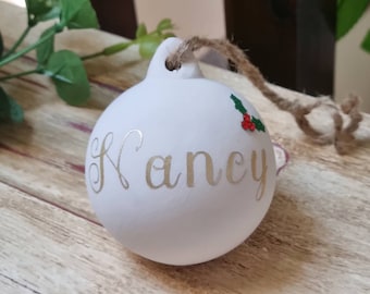 Personalisierte Weihnachtsbaum Name Keramik Christbaumkugel Ornament Festliches Geschenk Geschenk