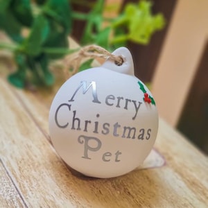 Set of 2 6cm Ceramic Merry Christmas Pet Geordie Themed Tree Baubles Ornament Newcastle upon Tyne Gift Present Festive