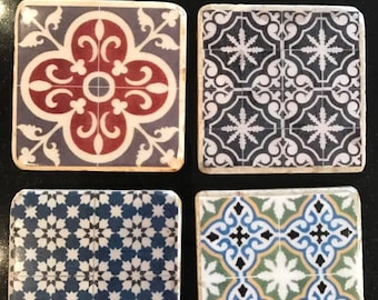 Handmade Natural Travertine Natural Stone Morrocan coaster set of 4
