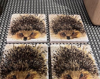 Hedgehog coasters set of 4