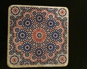 Handmade Moroccan travertine stone coasters