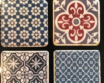 Handmade Natural Travertine Natural Stone Morrocan coaster set of 4
