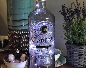 Platinum Russian Vodka bottle with cool white LED Lights