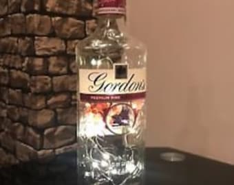 Gordons Pink Gin Bottle Cool White LED Lights
