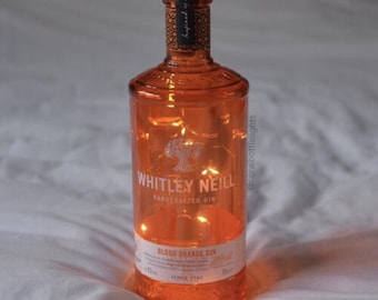 Upcycled Whitley Neil Blood Orange Gin Bottle with LED Lights