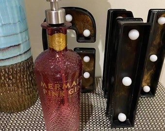 Upcycled Mermaid Gin Bottle Soap Dispenser
