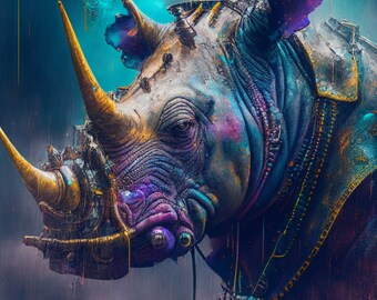 Rhino Pop art - digital print for home and personal use