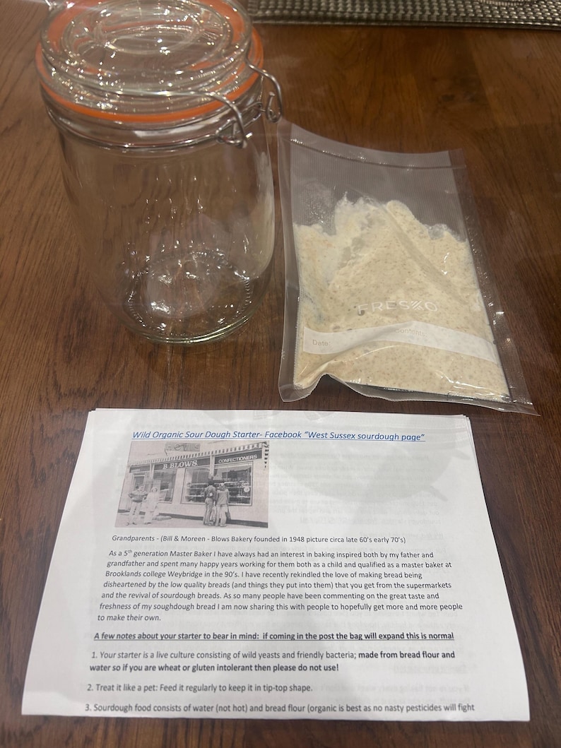 West Sussex Wild Yeast Sourdough Starter (150g) with full instructions Starter & Kilner jar