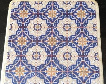 Handmade Moroccan travertine stone coasters