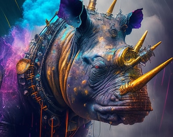 Rhino Pop art - digital print for home and personal use