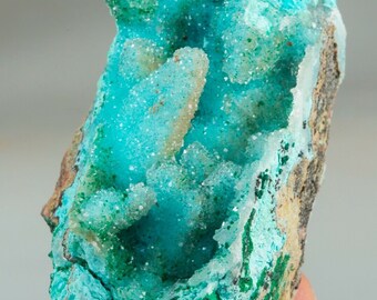 925 Solid Sterling Silver Natural Gemstone Green Chrysocolla P-49 CHRYSOCOLLA DRUZY Pendant 3.4 Long 320Ct