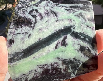 Two-Sided Polished  Kammererite  Slab with Great Chatoyancy From Orissa,India