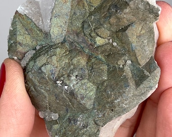 Chalcopyrite on UV Mangano Calcite From Kosovo