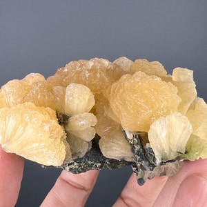Yellow Stellerite with Green Epidote Crystal Specimen