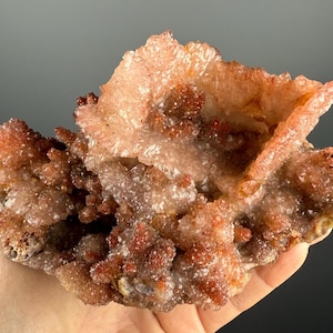 Red Galaxy Chalcedony Specimen: Moroccan Crystal Geode