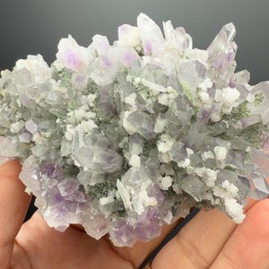Rare ! Icy Phantom Amethyst with Green Chlorite Quartz
