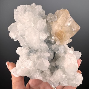 Amazing Piece! Chalcedony, Apophyllite Crystal with Honey Calcite Specimen