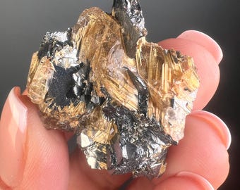 Golden Rutile Crystal, Hematite with Quartz Crystal Specimen