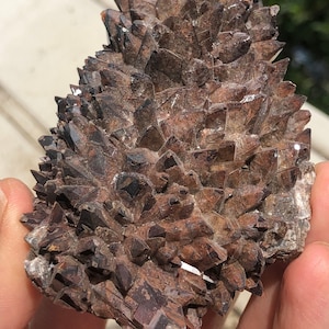 Reddish Brown  Hematoid Dog Tooth Calcite Crystal Cluster from Mexico , Reddish Brown Calcite Mineral Specimen