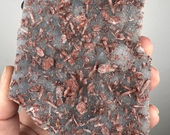 Red Heulandite on  Blue Chalcedony Specimen