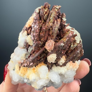 Incredible Combo! Red Pyrite, Pyrrhotite and Calcite from Kosovo
