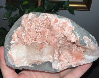 Pink Heulandite Stilbite Crystal Geode Specimen
