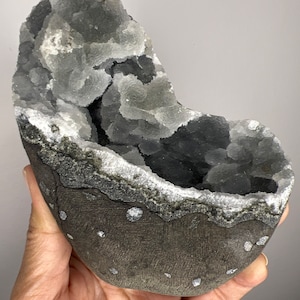 Self-Stand! Druzy Chalcedony with Apophyllite Crystal Geode